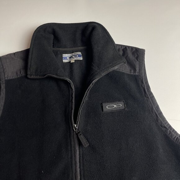 Vintage OP Ocean Pacific Mens Medium Vest Polar fleece Full zip Black Patch Logo - Picture 2 of 14
